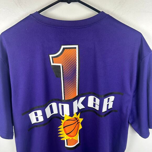 NBA Mens Phoenix Suns Crewneck Basketball #1 Devin Booker Purple T-Shirt Large - Picture 6 of 9